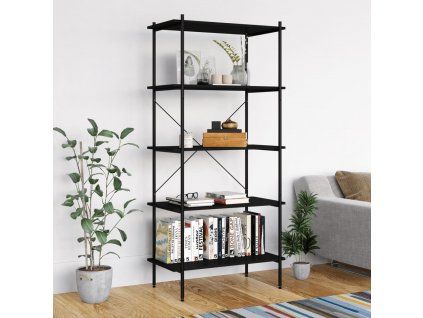 Policový regál s 5 policemi černý 80 x 40 x 163 cm 336347