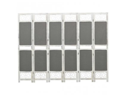 6dílný paraván šedý 210 x 165 cm textil