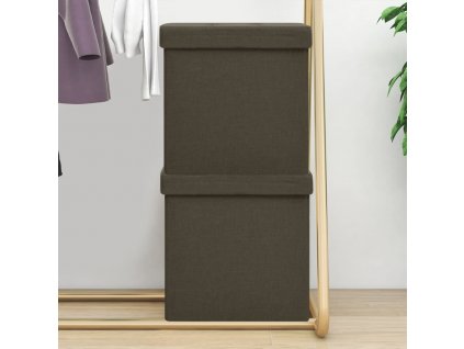 Skládací úložné stoličky 2 ks tmavě hnědé umělý len