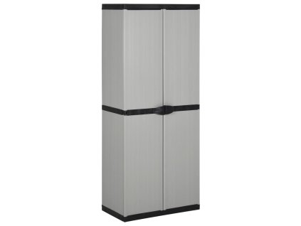 Zahradní úložná skříň se 3 policemi šedá a černá 68x40x168 cm