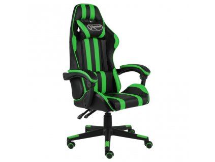 Herní židle černo-zelená umělá kůže