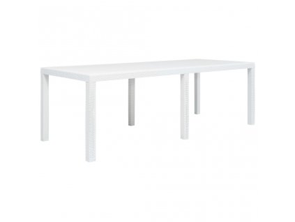 Zahradní stůl bílý 220 x 90 x 72 cm plast ratanový vzhled
