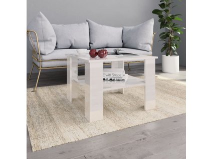 Konferenční stolek bílý lesklý 60 x 60 x 42 cm kompozitní dřevo