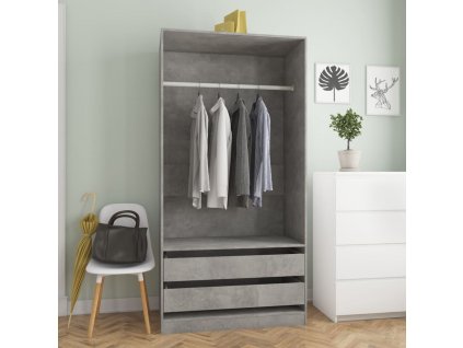 Šatní skříň betonově šedá 100 x 50 x 200 cm dřevotříska