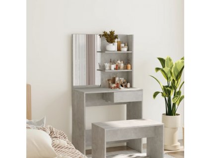 Toaletní stolek se zrcadlem betonově šedý 74,5 x 40 x 141 cm