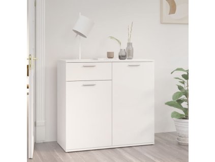 Příborník bílý s vysokým leskem 80x36x75 cm kompozitní dřevo