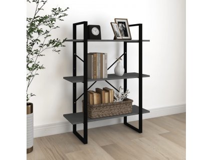 Knihovna se 3 policemi šedá 80 x 30 x 105 cm masivní borovice