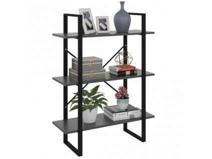 Knihovna šedá 80 x 30 x 105 cm dřevotříska