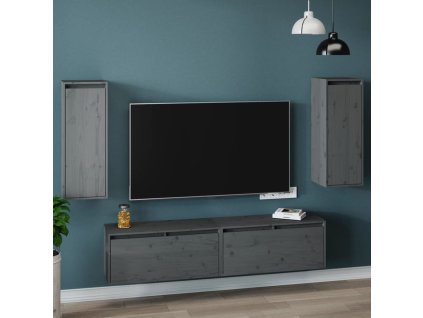 Nástěnné skříňky 2 ks šedé 30 x 30 x 80 cm masivní borovice