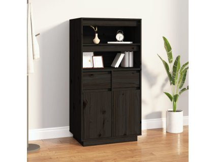 Skříň highboard černá 60 x 40 x 116,5 cm masivní borové dřevo