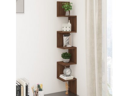 Nástěnná rohová police hnědý dub 20 x 20 x 127,5 cm kompozit