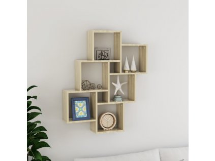 Nástěnná čtvercová police dub sonoma 78 x 15 x 93 cm kompozit