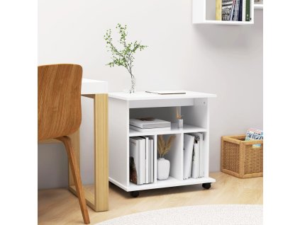 Skříňka na kolečkách bílá 60 x 45 x 60 cm kompozitní dřevo