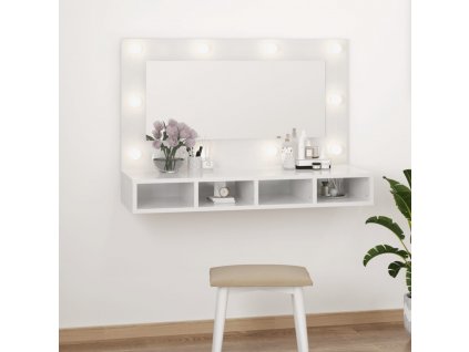 Zrcadlová skříňka s LED bílá s vysokým leskem 90x31,5x62 cm