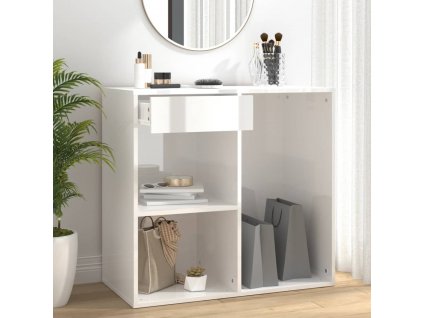 Kosmetická skříňka lesklá bílá 80 x 40 x 75 cm kompozitní dřevo