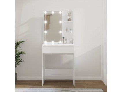 Toaletní stolek s LED lesklý bílý 60 x 40 x 140 cm