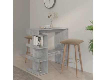 Barový stůl s úložným regálem šedý 100 x 50 x 101,5 cm kompozit