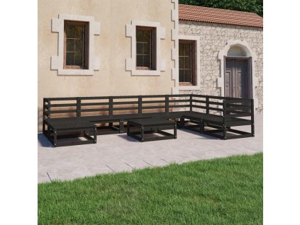 9dílná zahradní sedací souprava černá masivní borovice