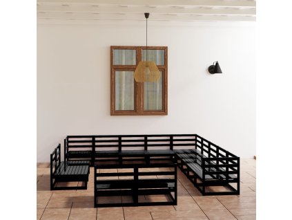 13dílná zahradní sedací souprava černá masivní borovice