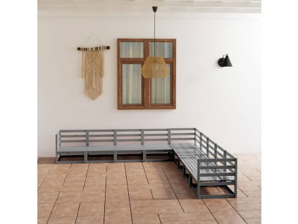 9dílná zahradní sedací souprava šedá masivní borovice