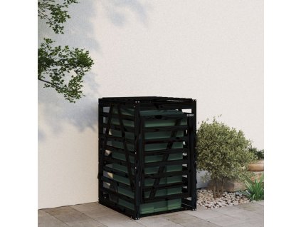 Úložný box na popelnici černý 84x90x128,5 cm masivní borovice