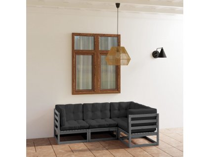 4dílná zahradní sedací souprava s poduškami masivní borovice