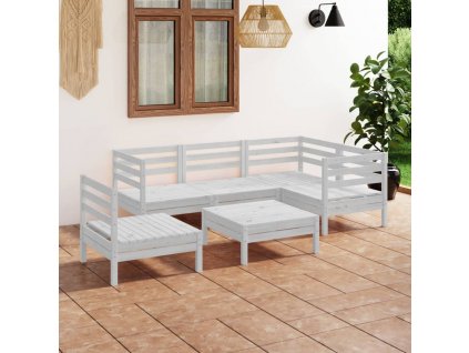 6dílná zahradní sedací souprava masivní borovice bílá