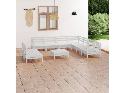10dílná zahradní sedací souprava masivní borovice bílá