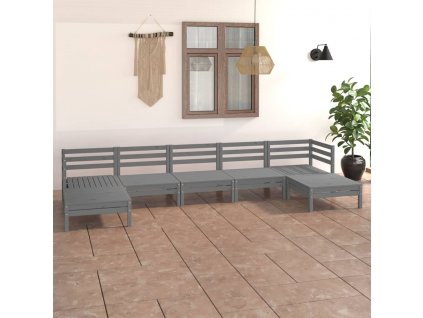 7dílná zahradní sedací souprava šedá masivní borovice
