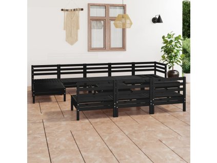 11dílná zahradní sedací souprava černá masivní borovice