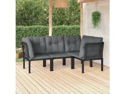 4dílná zahradní sedací souprava černá a šedá polyratan