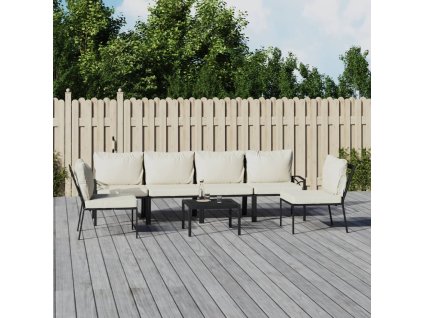 7dílná zahradní sedací souprava s pískovými poduškami ocel