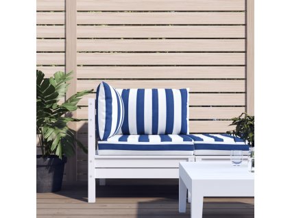 Podušky na nábytek z palet 3 ks modré a bílé pruhy oxford