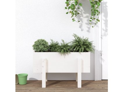 Zahradní truhlík bílý 62 x 30 x 38 cm masivní borové dřevo