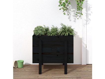 Zahradní truhlík černý 62 x 50 x 57 cm masivní borové dřevo