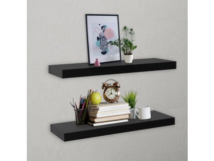 Plovoucí nástěnné police 2 ks černé 60 x 20 x 3,8 cm