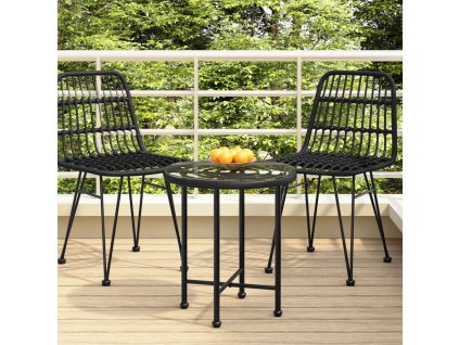 Jídelní stůl černý Ø 50 cm tvrzené sklo a ocel