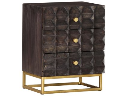 Noční stolek černý 40 x 30 x 50 cm masivní mangovníkové dřevo