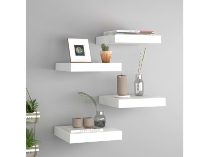 Plovoucí nástěnné police 4 ks bílé 23 x 23,5 x 3,8 cm MDF