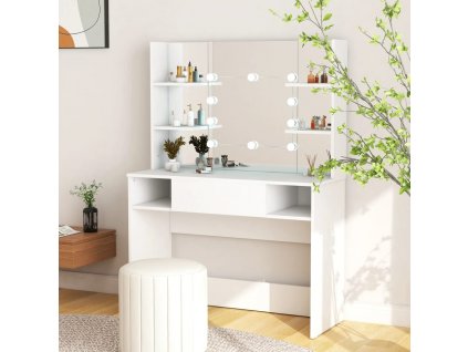 Kosmetický stolek s LED světly 100 x 40 x 135 cm MDF bílý