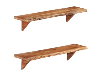 Nástěnné police 2 ks 90 x 20 x 18 cm masivní akáciové dřevo