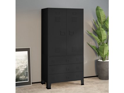 Industriální šatní skříň černá 90 x 50 x 180 cm kov