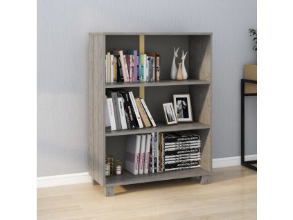 Knihovna HAMAR světle šedá 85 x 35 x 112 cm masivní borovice