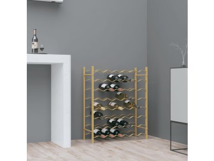 Stojan na víno na 48 lahví zlatý kov