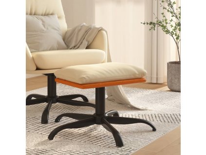 Podnožka krémová 60x60x36 cm textil a umělá kůže