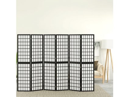 Skládací 6dílný paraván v japonském stylu 240 x 170 cm černý
