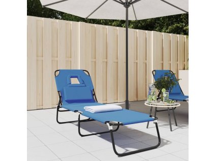 Skládací lehátko modré oxfordská tkanina a práškovaná ocel