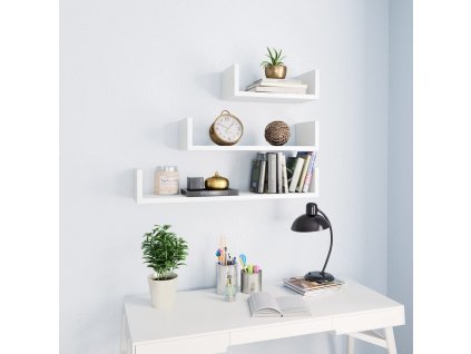 Nástěnné police 3 ks bílé kompozitní dřevo