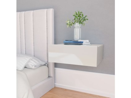 Plovoucí noční stolky 2 ks bílé lesklé 40x30x15 cm kompozit