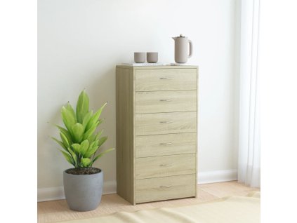 Příborník se 6 zásuvkami sonoma dub 50 x 34 x 96 cm kompozit